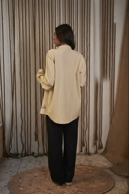 Beige Linen Shirt "تلال" Special Edition